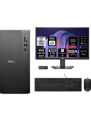 Dell Tower ECT1250 i7 14700 Masaüstü Bilgisayar 48GB RAM 2TB SSD 27" FHD Win11 Home + Per4 USB RPLSR007UP931
