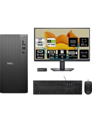 Dell Tower ECT1250 i5 14400 Masaüstü Bilgisayar 32GB RAM 2TB SSD 27" FHD Win11 Home + Per4 USB RPLSR003UP1047