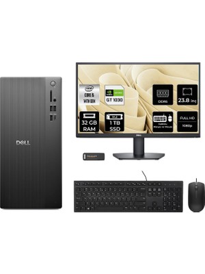 Dell Tower ECT1250 i5 14400 Masaüstü Bilgisayar 32GB RAM 1TB SSD 23.8" FHD FreeDOS + Per4 USB RPLSR003UP726