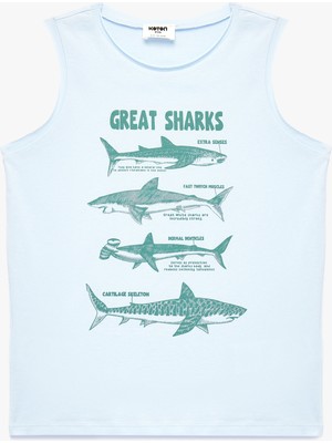 Koton Baskılı Bisiklet Yaka Kolsuz Pamuklu Atlet