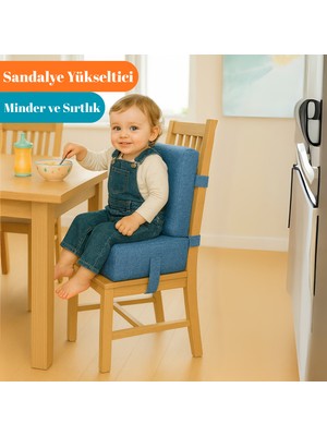 Miralay Bebekler ve Çocuklar Için Sandalye Yükseltici Mama Sandalyesi Minderi Mavi