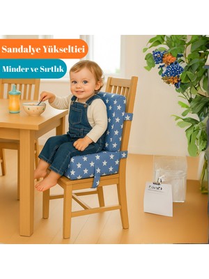 Miralay Bebekler ve Çocuklar Için Sandalye Yükseltici Mama Sandalyesi Minderi Mavi Yıldız