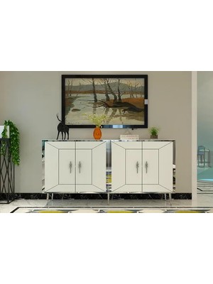 Vivense Arnoct Konsol, Beyaz Gümüş