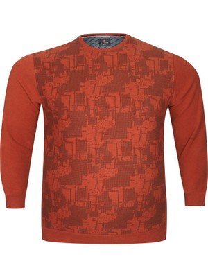 AlanyaXXL Büyük Beden Düz Renk Pamuklu Bisiklet Yaka Erkek Sweat Kazak