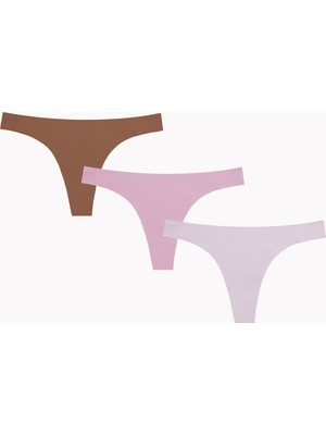 Nbb Açık Pembe Gül Kurusu Açık Kahve 3lü Lazer Kesim Tanga