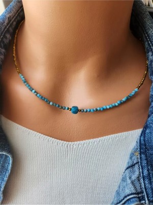 Home Doğaltaş Apatit ve Hematit Taşı Minimal Kolye (3 mm)