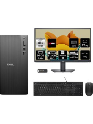 Dell Tower ECT1250 i5 14400 96GB RAM 512GB SSD 27" FHD Win11 Home RPLSR003UP997 Masaüstü Bilgisayar + Per4 USB