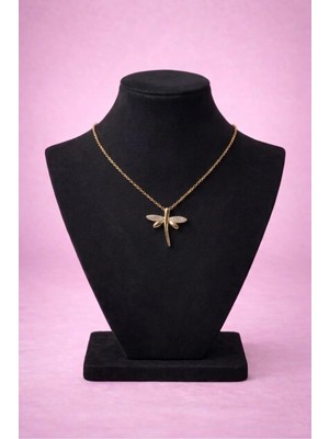 Mdm Style Yusufçuk Figürlü Gold Renk Taşlı Kadın Kolye Zarif Tasarım