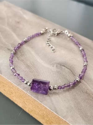 Home Doğaltaş Ametist Minimal Bileklik (2 mm)
