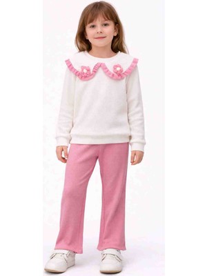 Vycity Kız Çocuk Çiçek Detaylı 2’li Takım (Sweatshirt & Pantolon)