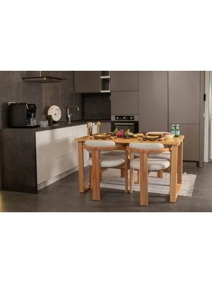 Vivense Cheri Sırt Minderli Iskandinav Masa Takımı, Krem, 80X160