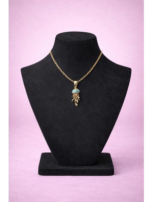 Mdm Style Denizanası Figürlü Gold Renk Renkli Detaylı Şık Kadın Kolye