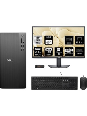 Dell Tower ECT1250 i5 14400 64GB RAM 1TB SSD 23.8" FHD Win11 Pro RPLSR003UP654 Masaüstü Bilgisayar + Per4 USB