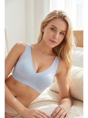 Nbb Mavi Dikişsiz Dokulu Lazer Kesim Sütyen