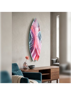 Decorita Sörf Tahtası Şekilli Modern Cam Tablo | Kozmik Bulut | 33CM x 99,5cm