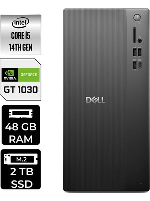 Dell Tower ECT1250 i5 14400 48GB RAM 2TB SSD FreeDOS RPLSR003UP431 Masaüstü Bilgisayar + Per4 USB