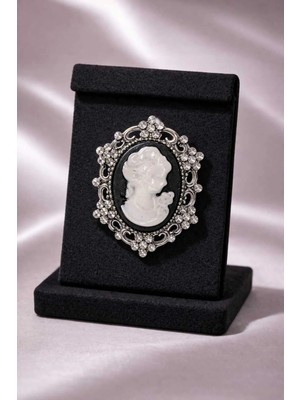 Mdm Style Vintage Cameo Broş – Taşlı Antik Görünümlü Klasik Kadın Yaka Iğnesi