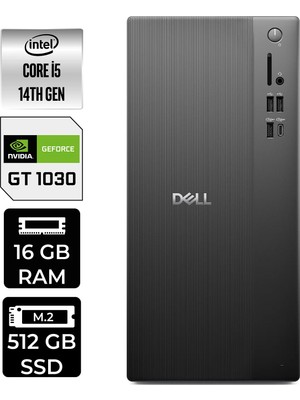 Dell Tower ECT1250 i5 14400 16GB RAM 512GB SSD Win11 Home RPLSR003UP441 Masaüstü Bilgisayar + Per4 USB