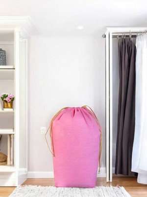 PremiumPort Pembe Büzgülü Büyük Hurç 72X62 Cm, Saklama ve Taşımada Pratik Çözüm