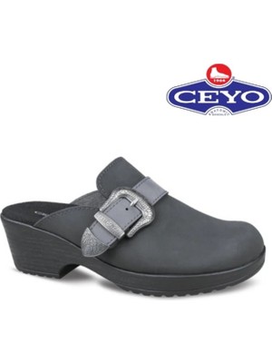 Ceyo Kadın Ortopedik Kalın Topuk Tokalı Terlik Wonderwalk-3 Füme