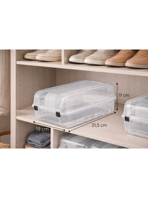 PremiumPort Şeffaf Ayakkabı Kutusu ve Kapaklı Düzenleyici, 31,5X19X11 cm