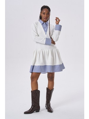 HANIQA Modern Stil Rahat Günlük Pileli Elbise