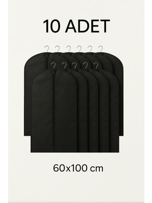 PremiumPort 10 Adet Siyah Tela Kumaş Elbise Kılıfı 60X100 cm Takım Koruma Seti