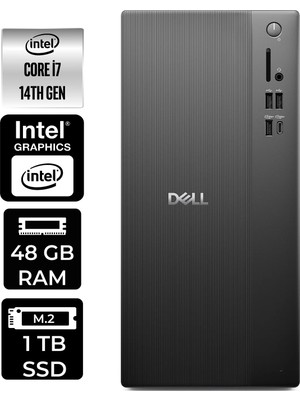Dell Tower ECT1250 i7 14700 48GB RAM 1TB SSD Win11 Pro RPLSR007UP350 Masaüstü Bilgisayar + Per4 USB