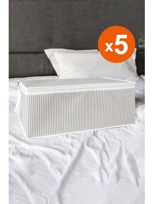 PremiumPort 5'li Baza Altı Düzenleyici Kumaş Hurçlar, Gri, 30X50X20 cm