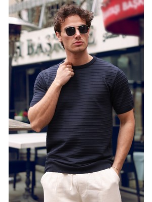 Aziso Erkek Bisiklet Yaka T-Shirt