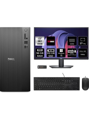 Dell Tower ECT1250 i7 14700 96GB RAM 512GB SSD 27" FHD Win11 Home RPLSR007UP997 Masaüstü Bilgisayar + Per4 USB