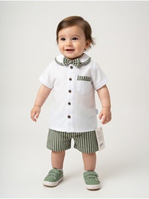 Çıtır Erkek Bebek  Papyonlu Gömlek Şort Takım Yazlık Şık Kombin