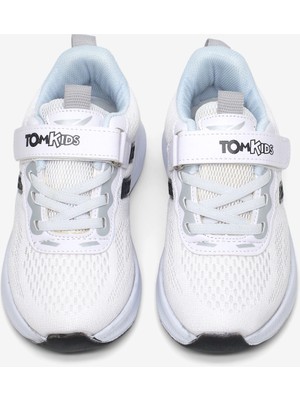 Tonny Black Çocuk Unisex Beyaz Siyah Rahat Kalıp Nefes Alabilen Cırtlı Bağcıklı Sneaker