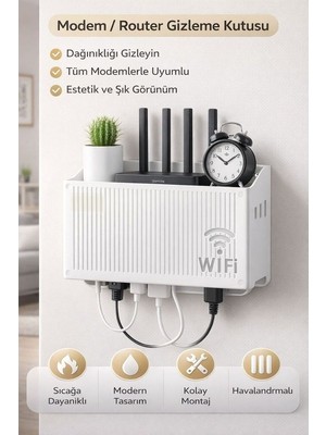PremiumPort Duvar Asılabilir Wi-Fi Kutusu, Şık ve Fonksiyonel Sigorta Saklama Çözümü