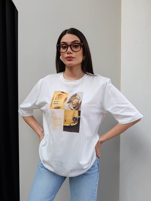 Esra Helvacı Sarı Baskılı Tshirt
