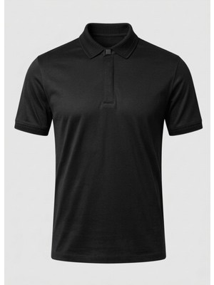 Siyah Renk Pamuk Karışımlı Polo Yaka T-Shirt