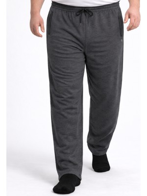 Battal Moda Battalmoda Erkek Büyük Beden Antrasit Iki Iplik Cep Fermuarlı Eşofman Altı 3xl-4xl-5xl-6xl-7xl-8xl