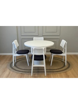 Vivense Palma Ahşap Masa Takımı, Beyaz, 100X100