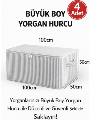 PremiumPort 4'lü Antrasit Çizgili Maxi Yastık, Yorgan ve Döşek Seti 100X50