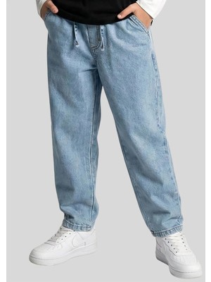 Waka Waka Kids Store Erkek Çocuk Açık Mavi Lastikli Jogger Denim Kot Pantolon