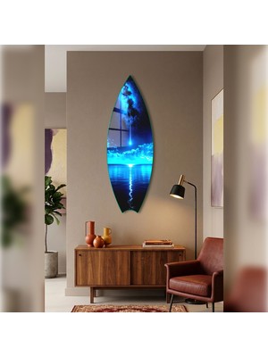 Decorita Sörf Tahtası Şekilli Modern Cam Tablo | Dilek Yıldızı | 33CM x 99,5cm