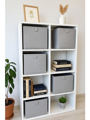 PremiumPort Katlanabilir Gri Dolap Içi Çamaşır ve Oyuncak Organizer 30X30X30