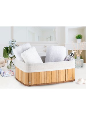 English Home Fancy Katlanabilir Sepet 36 x 26 x 14 Cm Bej Ahşap Malzeme ile Şık Tasarım