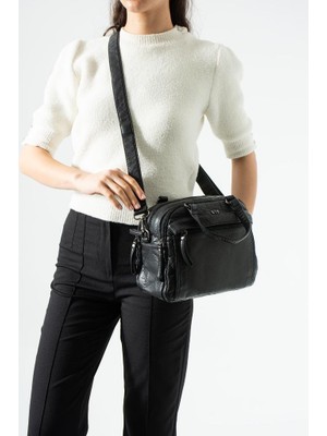 Baginn Retro Vegan Deri Günlük Kadın Postacı Çanta Çapraz Askılı Omuz Çantası Yıkama Suni Deri 27*23 cm