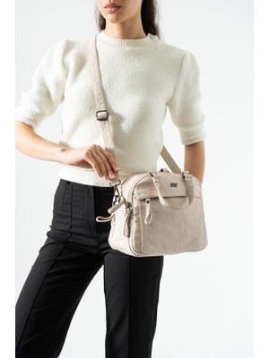 Baginn Retro Vegan Deri Günlük Kadın Postacı Çanta Çapraz Askılı Omuz Çantası Yıkama Suni Deri 27*23 cm