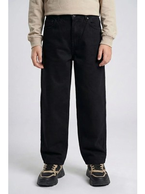 Waka Waka Kids Store Erkek Çocuk Wide Leg Lastikli Kanvas Pantolon Rahat Kesim Jean