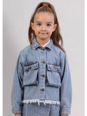 Waka Waka Kids Store Kız Çocuk Altı Püsküllü Kot Ceket