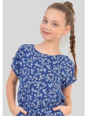 Waka Waka Kids Store Kız Çocuk Çiçek Desenli Belden Lastikli Bluz ve Şort Takımı