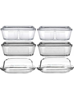 Paşabahçe Basic Frigo 6 lı Cam Kahvaltılık Tereyağlık Peynirlik Seti Şık Tasarım 98402-97711-96764