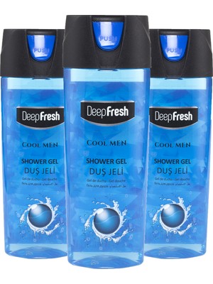 Deep Fresh Cool Men 3 x 500 ml Kapaklı Erkek Duş Jeli Ferahlatıcı Etki ile